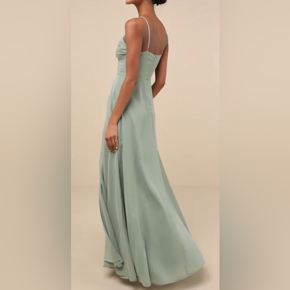 Lulus NWT “Sweeney” Sleeveless Spaghetti Strap Maxi Dress In Sage Brush Sz Small - Picture 10 of 16